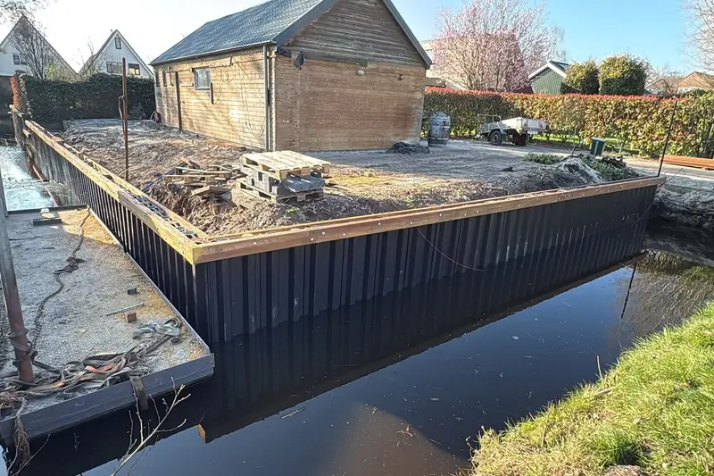 Walbeschoeiing in uitvoering
