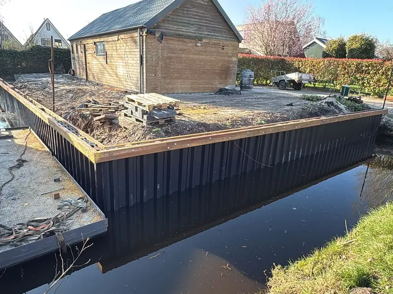 Walbeschoeiing in uitvoering